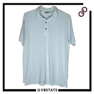 Tasc Performance Men's‎ Organic Cotton Blend Striped Polo Shirt Blue White Large
